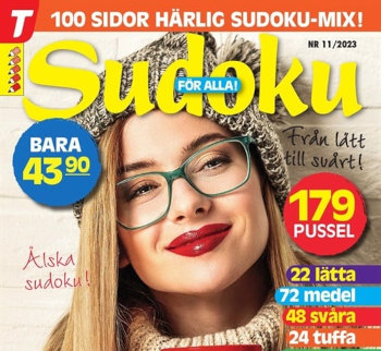 6 nummer av Sudoku för Alla för 249 kr